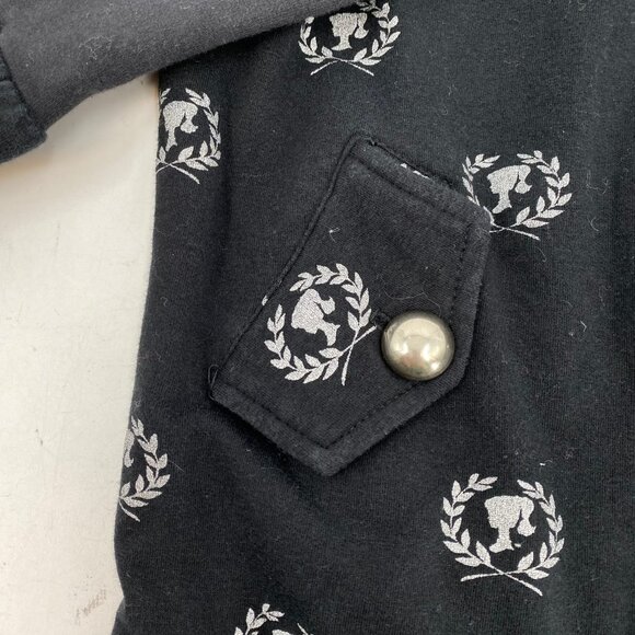Patricia Field Black Silver Barbie Glitter Zip-Up Sweatshirt | Size M - Picture 7 of 9